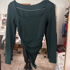 SHEIN Dark Green Long Sleeve Bodysuit
